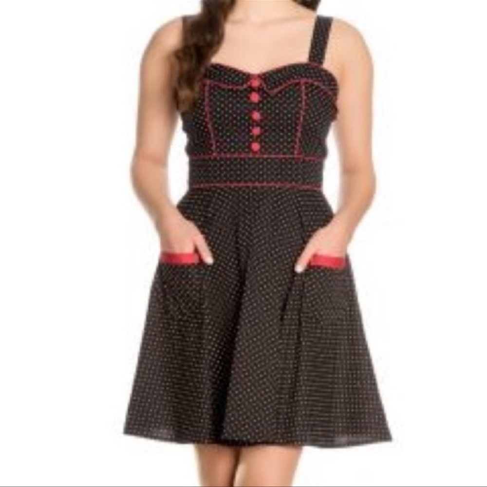Hell Bunny Dress Vixen Pinup Polka Dot Halter Medium